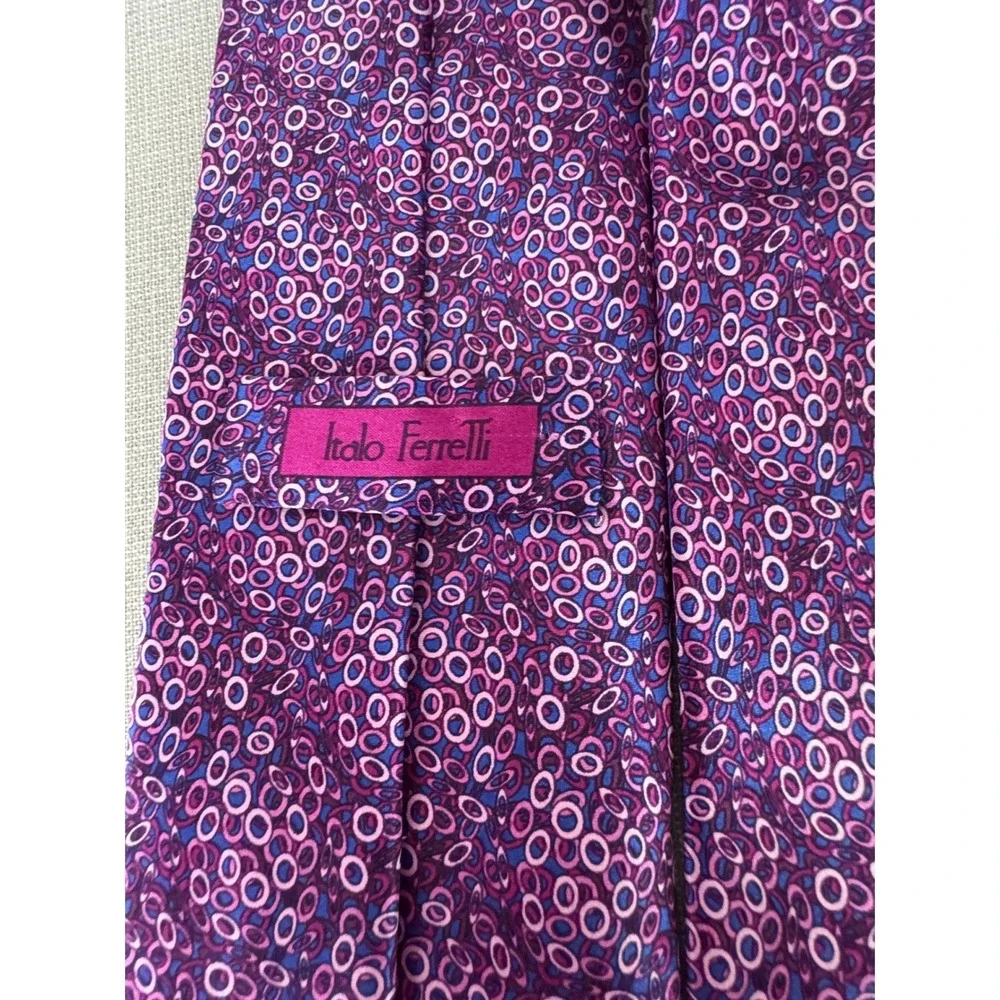 ITALO FERRETTI Silk Tie Purple/Pink/Blue‎ Circles